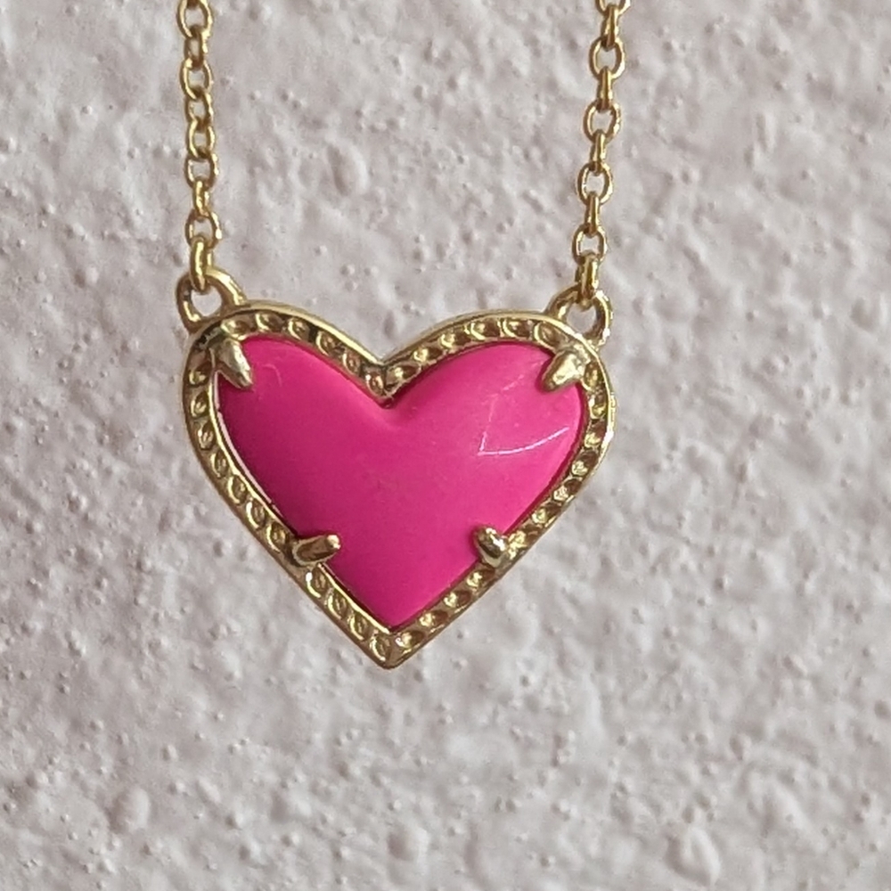 Kendra Scott Gold and Pink Heart Necklace
